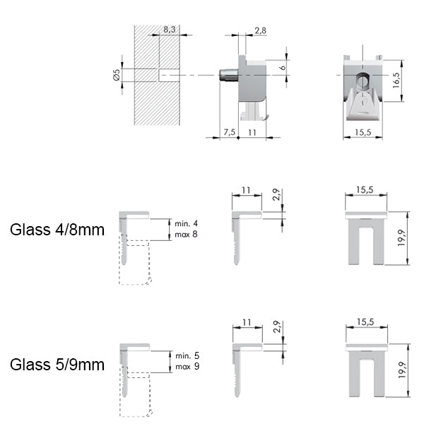 KUBIC Locking Glass Shelf Support - Secure & Tool-Free | 20pcs custom image