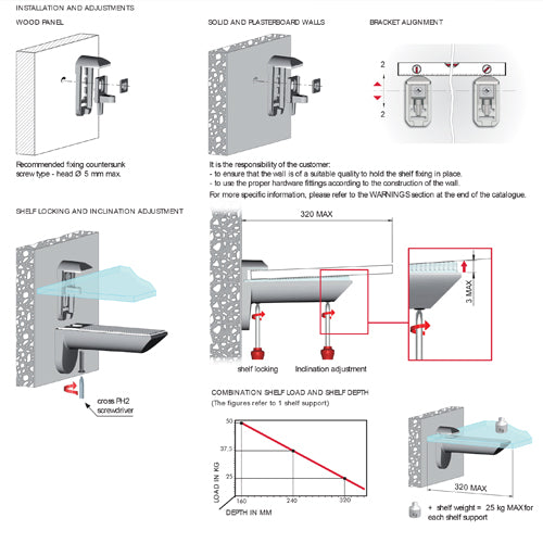 Italiana KAIMAN Heavy Duty Shelf Support (8-40mm) | Bracket Rak Kayu & Kaca | 2 Pcs custom image