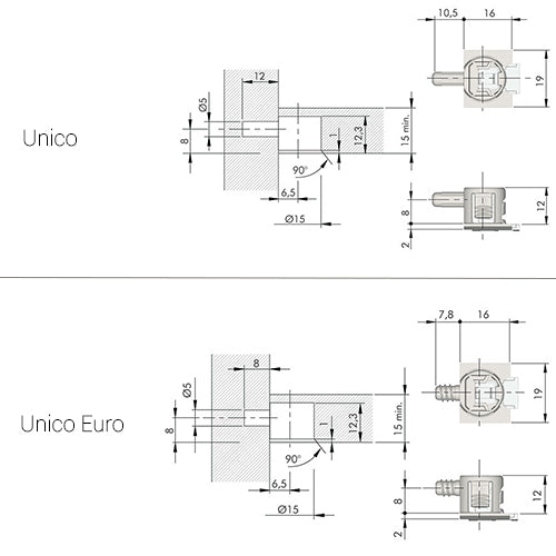 Italiana UNICO Locking Shelf Support for 15mm Panels custom image